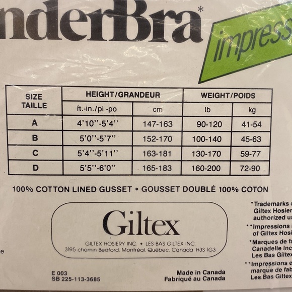 WonderBra Impressions Pantyhose Nylons Mink Size B 100-140 lbs - Picture 6 of 9
